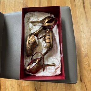 Salvatore Ferragamo Bronze Sandals Heels